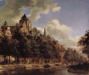 Jan van der Heyden Canal scenery painting